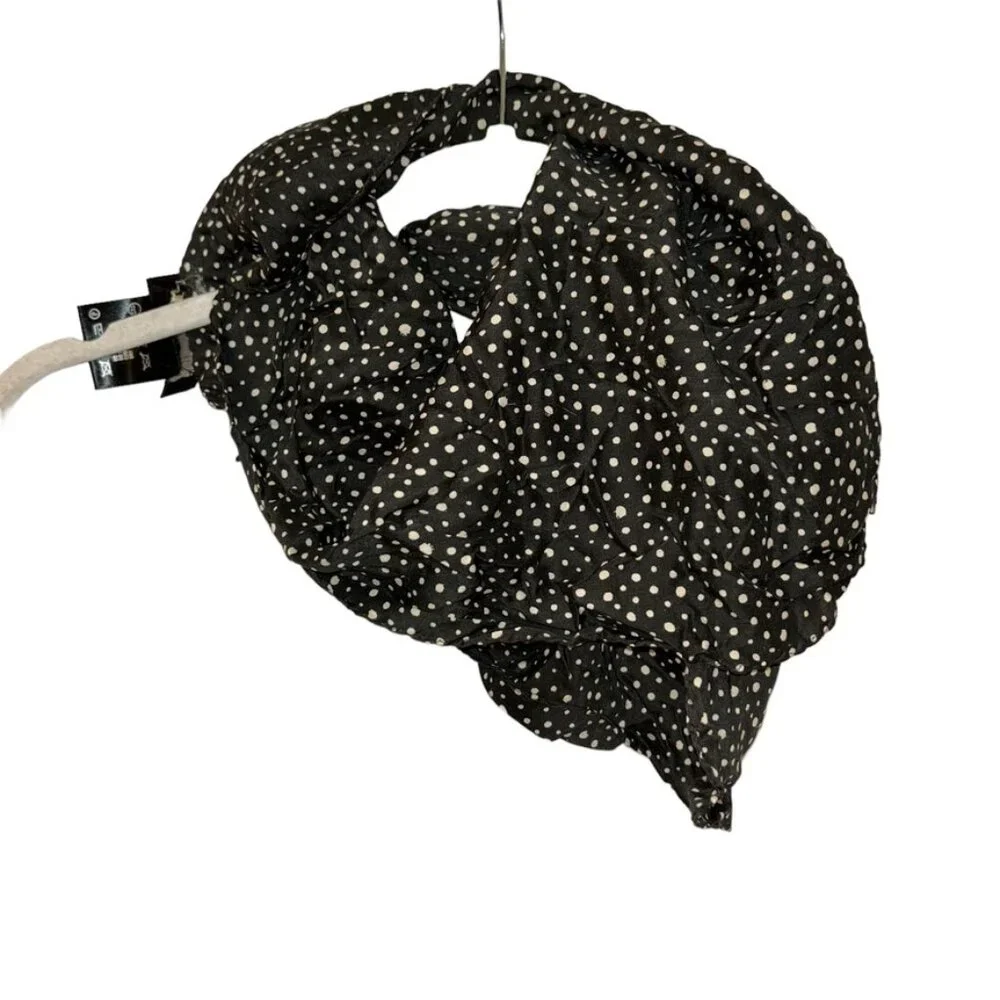 ESCADA Laurel black cream polka dot scarf handkerchief ITALY 23